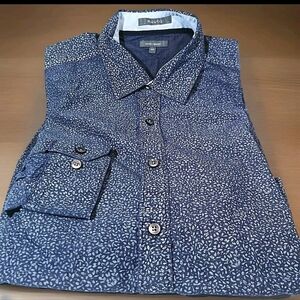 RW&CO Fitted Men's Small Long Sleeve Casual Button Up Shirt with Tiny Flowers